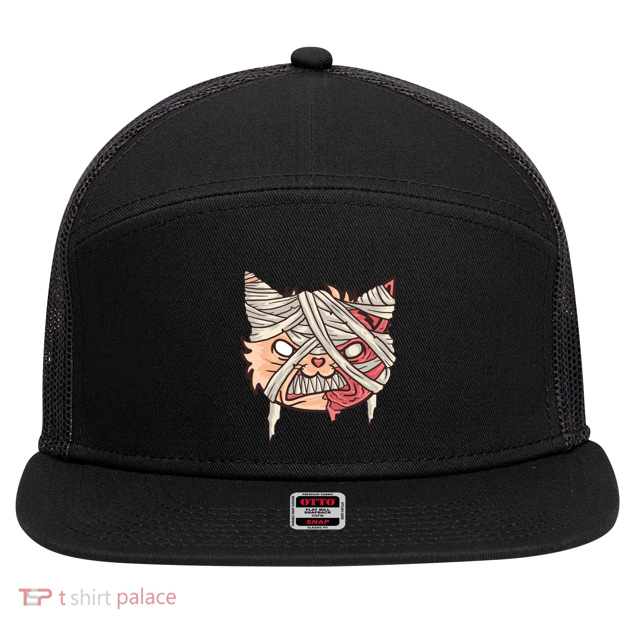 Angry Mummy Cat 7 Panel Mesh Trucker Snapback Hat