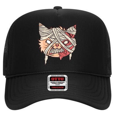 Angry Mummy Cat High Crown Mesh Back Trucker Hat