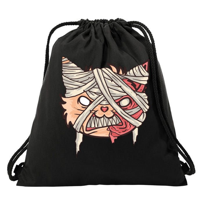 Angry Mummy Cat Drawstring Bag