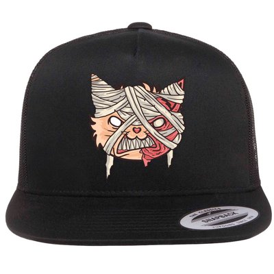 Angry Mummy Cat Flat Bill Trucker Hat