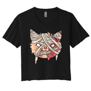 Angry Mummy Cat Women's Crop Top Tee