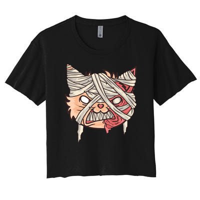 Angry Mummy Cat Women's Crop Top Tee