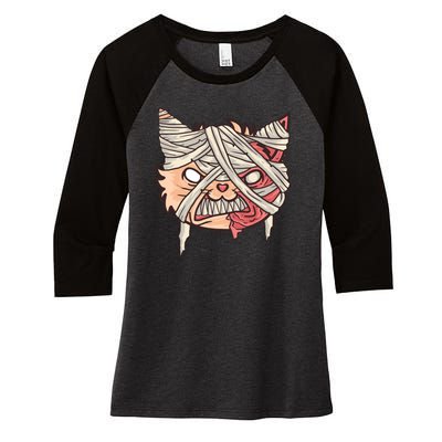 Angry Mummy Cat Women's Tri-Blend 3/4-Sleeve Raglan Shirt