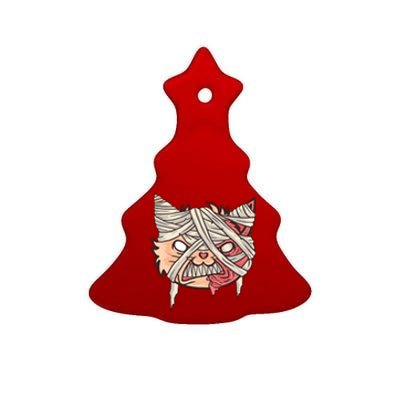 Angry Mummy Cat Ceramic Tree Ornament