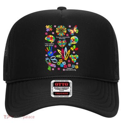 Autism Mashup Collage High Crown Mesh Back Trucker Hat