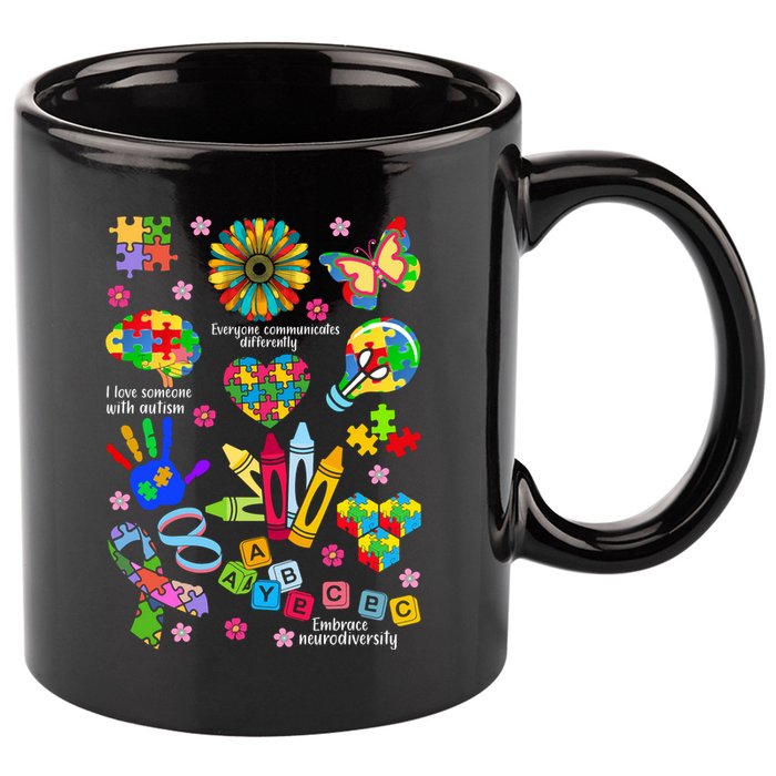 Autism Mashup Collage 11oz C Handle Ceramic Mug