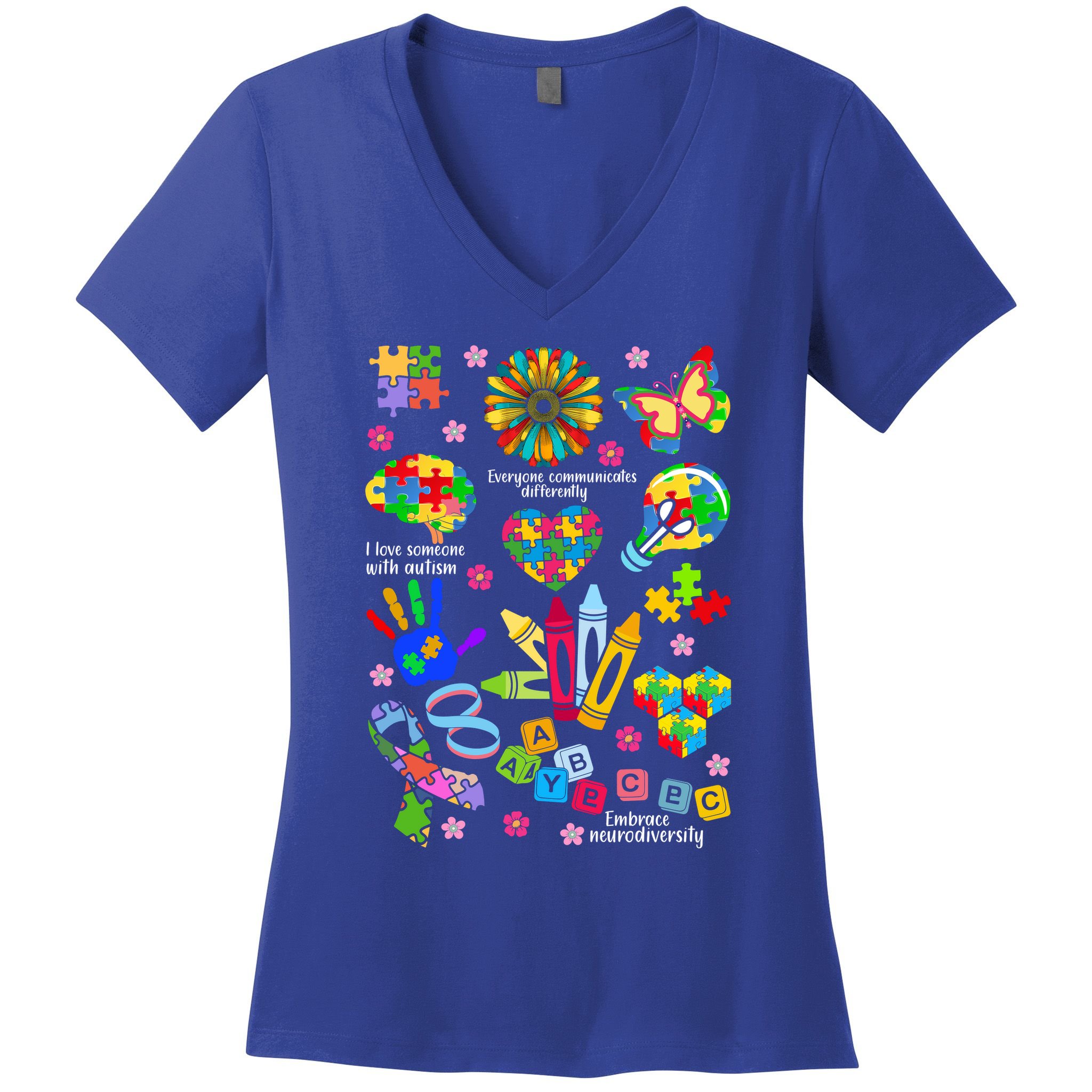 Autism Mashup Collage Women's V-Neck T-Shirt
