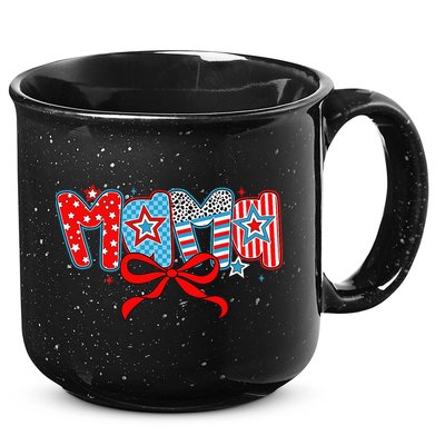 American Mama Coquette Bow Preppy 4th Of July 1776 USA Mom 15oz Campfire Ceramic Mug
