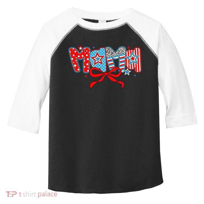 American Mama Coquette Bow Preppy 4th Of July 1776 USA Mom Toddler Fine Jersey T-Shirt