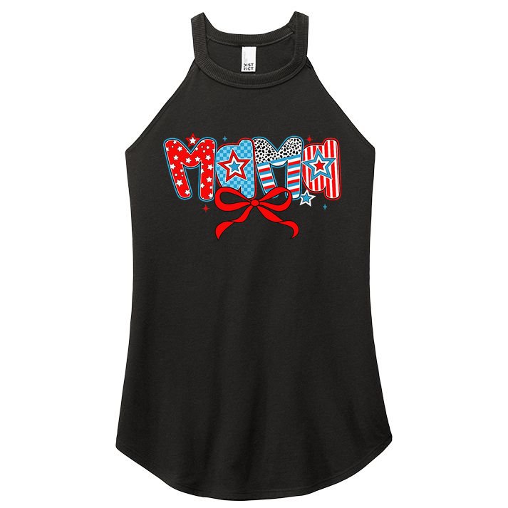 American Mama Coquette Bow Preppy 4th Of July 1776 USA Mom Women's Perfect Tri Rocker Tank