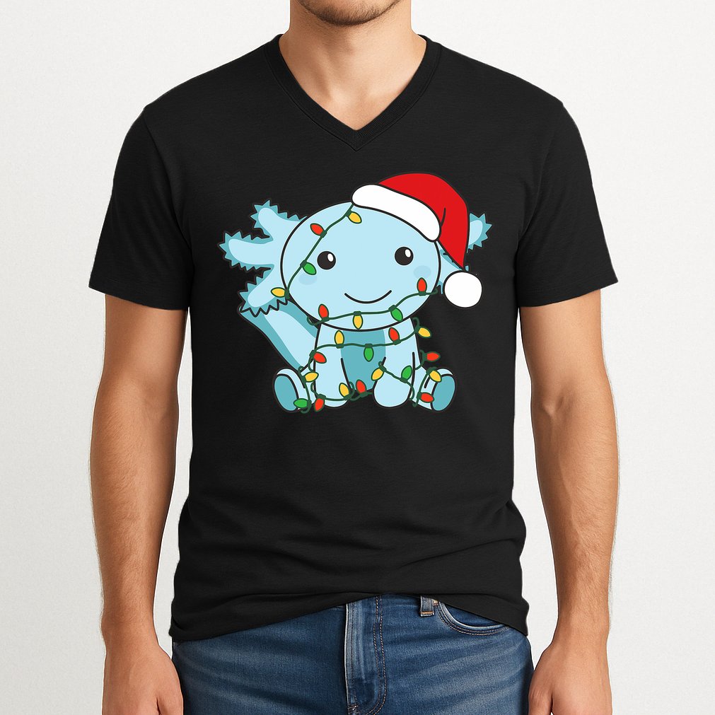 Axolotl Merry Christmas Winter Axolotls Christmas V-Neck T-Shirt
