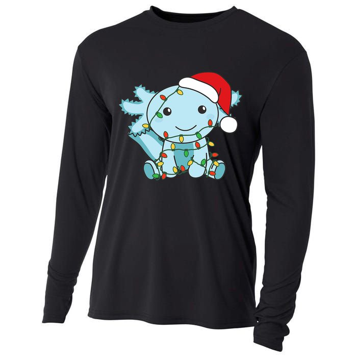 Axolotl Merry Christmas Winter Axolotls Christmas Cooling Performance Long Sleeve Crew