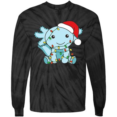 Axolotl Merry Christmas Winter Axolotls Christmas Tie-Dye Long Sleeve Shirt