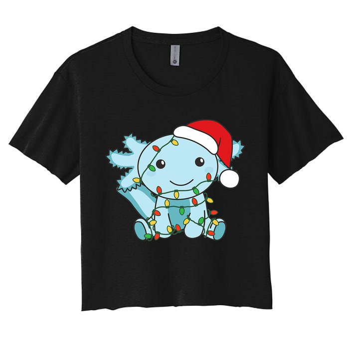 Axolotl Merry Christmas Winter Axolotls Christmas Women's Crop Top Tee