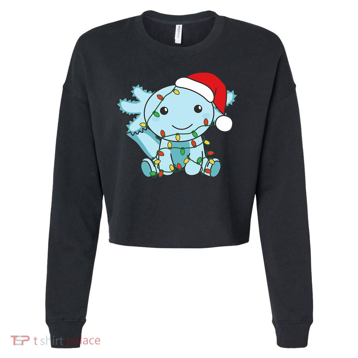Axolotl Merry Christmas Winter Axolotls Christmas Cropped Pullover Crew