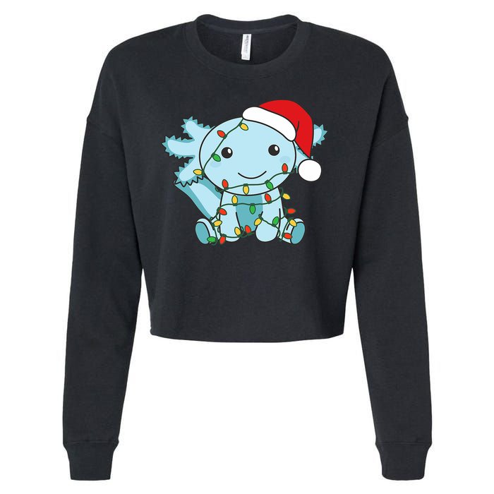 Axolotl Merry Christmas Winter Axolotls Christmas Cropped Pullover Crew