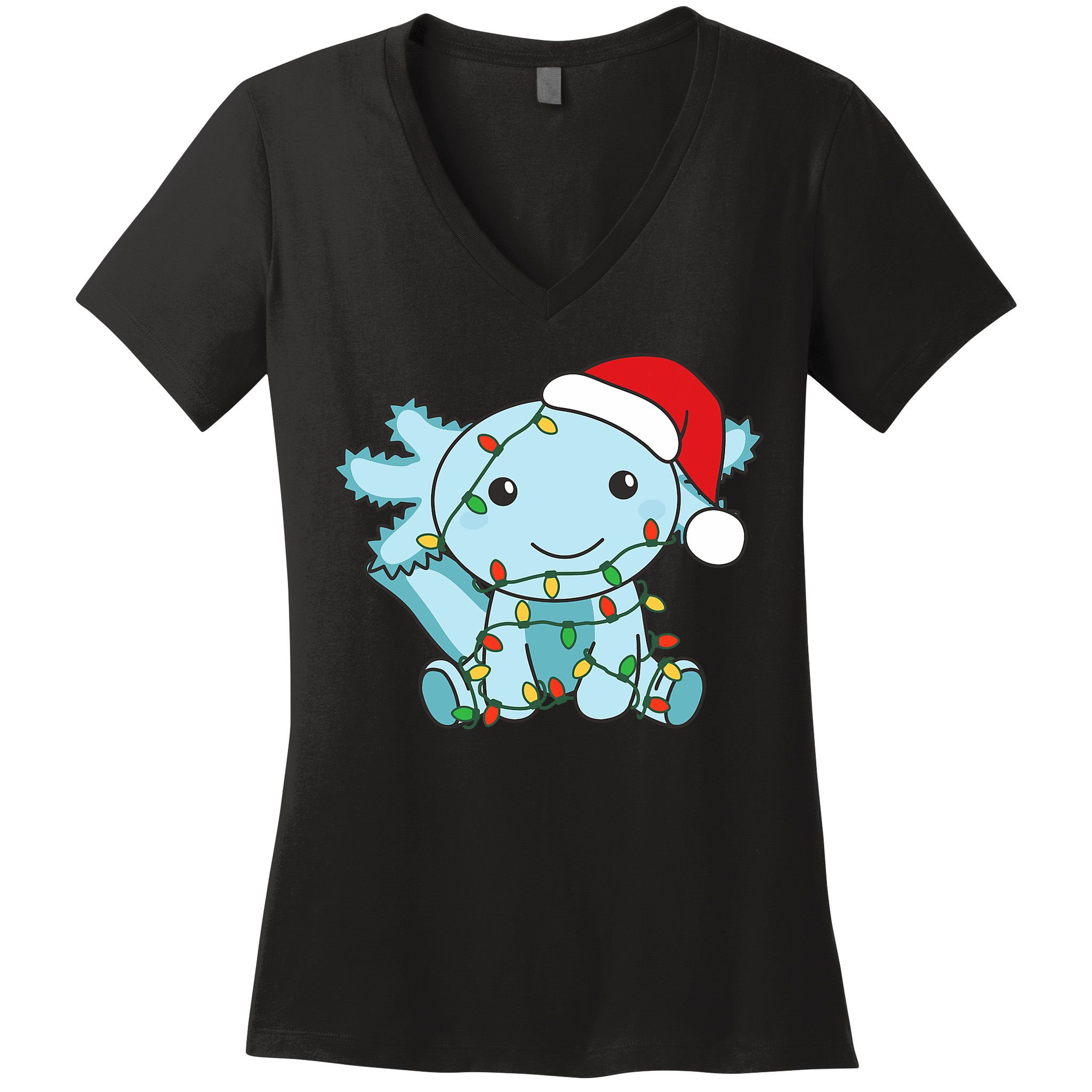 Axolotl Merry Christmas Winter Axolotls Christmas Women's V-Neck T-Shirt