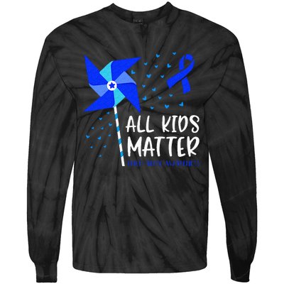 All Matter Child Abuse Prevention Awareness Pinwheel Tie-Dye Long Sleeve Shirt