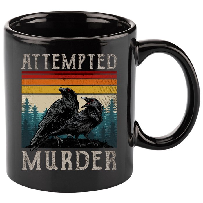 Attempted Murder Crows 11oz C Handle Ceramic Mug