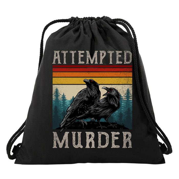 Attempted Murder Crows Drawstring Bag