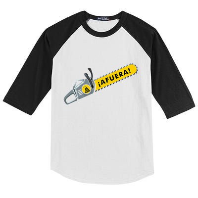 Afuera Milei Chainsaw Libertarian Ancap Liberty Freedom Kids Colorblock Raglan Jersey