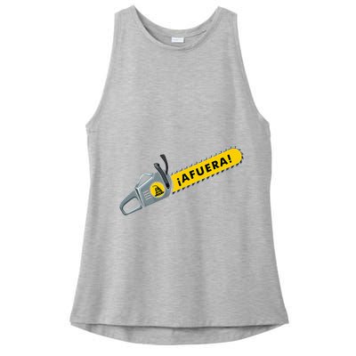 Afuera Milei Chainsaw Libertarian Ancap Liberty Freedom Ladies PosiCharge Tri-Blend Wicking Tank