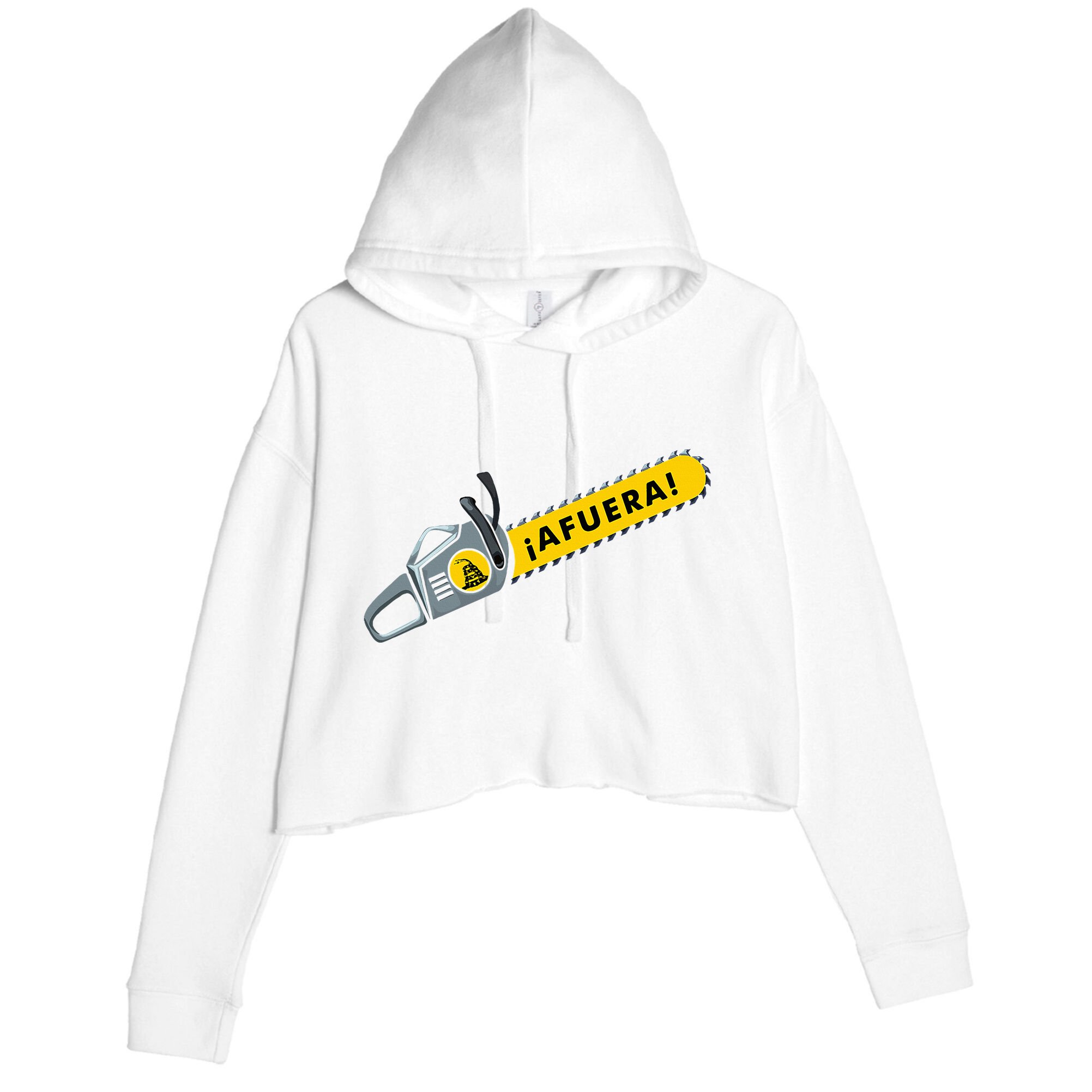 Afuera Milei Chainsaw Libertarian Ancap Liberty Freedom Crop Fleece Hoodie