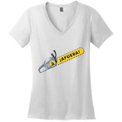 Afuera Milei Chainsaw Libertarian Ancap Liberty Freedom Women's V-Neck T-Shirt