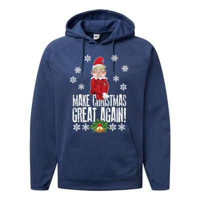 Awesome Make Christmas Great Again! Donald Trump Elf Great Gift Performance Fleece Hoodie