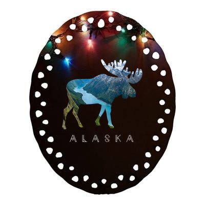 Alaska Moose Chugach National Forest State Park Souvenir Ceramic Oval Ornament