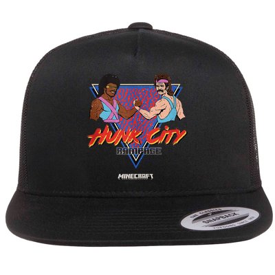 A Mine Craft Movie Hunk City Rampage Colorful 90'S Flat Bill Trucker Hat