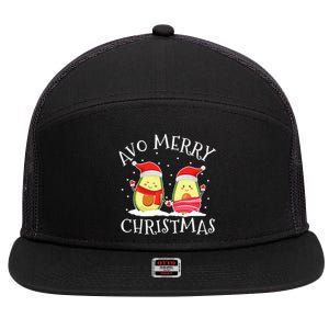 Avo Merry Christmas Avocado Lover Christmas Cute Kawaii 7 Panel Mesh Trucker Snapback Hat