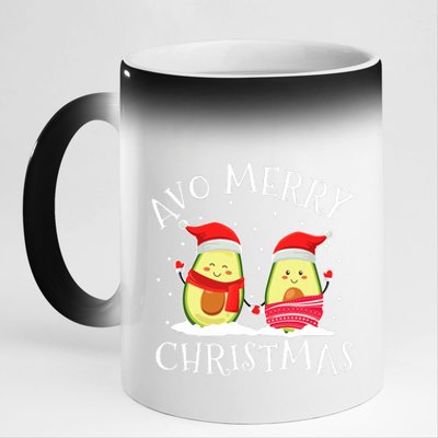 Avo Merry Christmas Avocado Lover Christmas Cute Kawaii 11oz Black Color Changing Mug