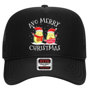 Avo Merry Christmas Avocado Lover Christmas Cute Kawaii High Crown Mesh Back Trucker Hat