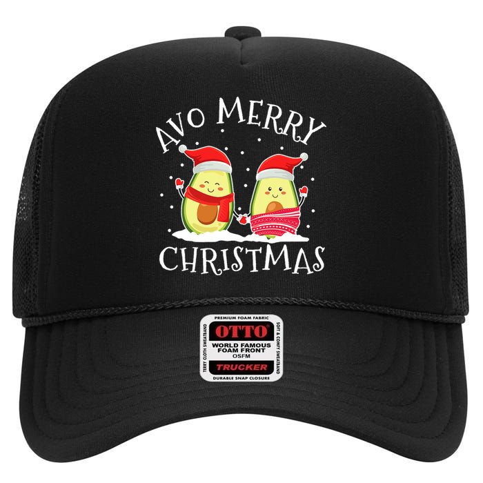 Avo Merry Christmas Avocado Lover Christmas Cute Kawaii High Crown Mesh Back Trucker Hat