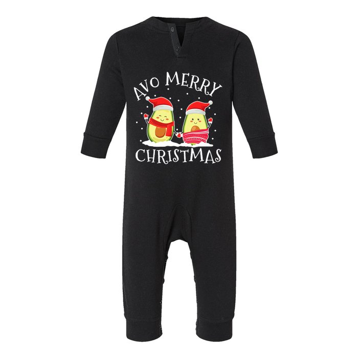 Avo Merry Christmas Avocado Lover Christmas Cute Kawaii Infant Fleece One Piece