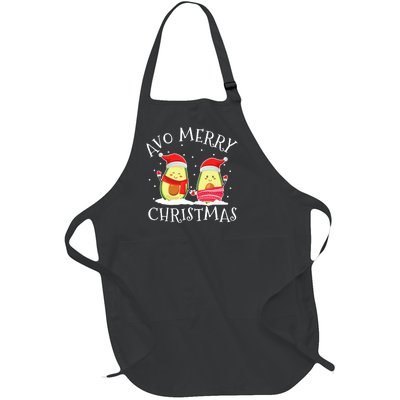 Avo Merry Christmas Avocado Lover Christmas Cute Kawaii Full-Length Apron With Pockets