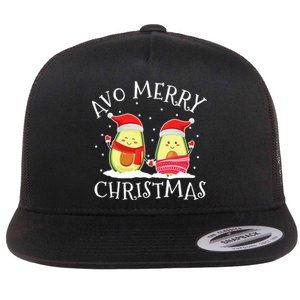 Avo Merry Christmas Avocado Lover Christmas Cute Kawaii Flat Bill Trucker Hat