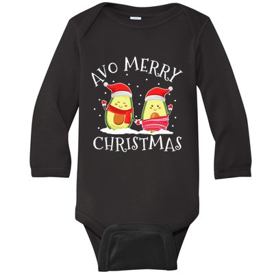 Avo Merry Christmas Avocado Lover Christmas Cute Kawaii Baby Long Sleeve Bodysuit