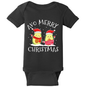 Avo Merry Christmas Avocado Lover Christmas Cute Kawaii Baby Bodysuit