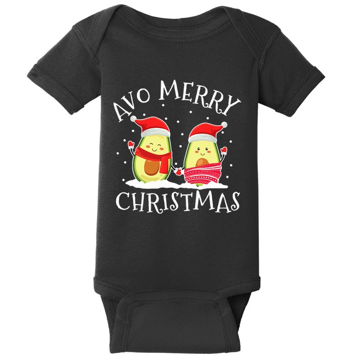 Avo Merry Christmas Avocado Lover Christmas Cute Kawaii Baby Bodysuit