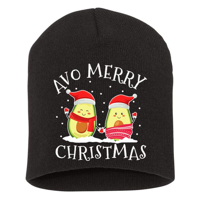 Avo Merry Christmas Avocado Lover Christmas Cute Kawaii Short Acrylic Beanie