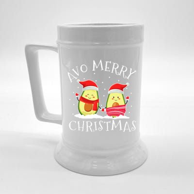 Avo Merry Christmas Avocado Lover Christmas Cute Kawaii Beer Stein