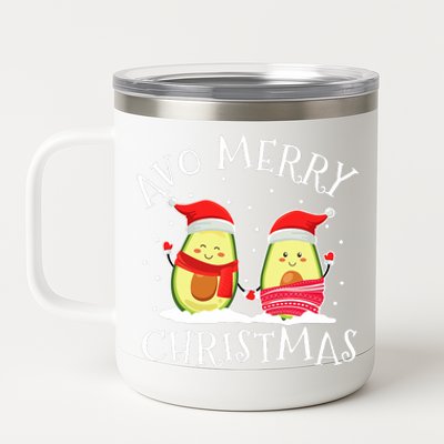 Avo Merry Christmas Avocado Lover Christmas Cute Kawaii 12 oz Stainless Steel Tumbler Cup