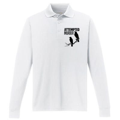 Attempted Murder Crows Raven Bird Meme Performance Long Sleeve Polo