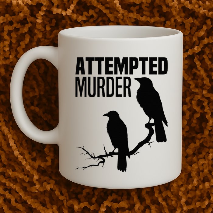 Attempted Murder Crows Raven Bird Meme Mug