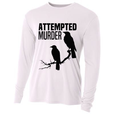Attempted Murder Crows Raven Bird Meme Cooling Performance Long Sleeve Crew