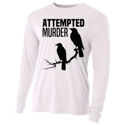 Attempted Murder Crows Raven Bird Meme Cooling Performance Long Sleeve Crew