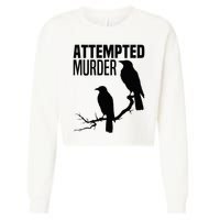 Attempted Murder Crows Raven Bird Meme Cropped Pullover Crew