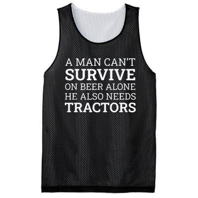 A Man Can’T Survive On Beer Alone He Also Needs Tractors Mesh Reversible Basketball Jersey Tank